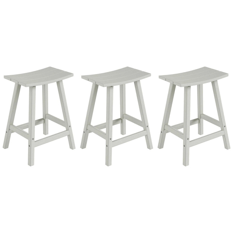 Multi-Color All-Weather Saddle Seat Outdoor Counter Stool, Set of 3