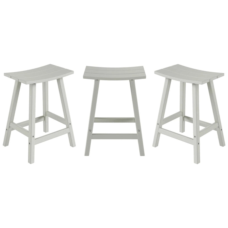 Multi-Color All-Weather Saddle Seat Outdoor Counter Stool, Set of 3
