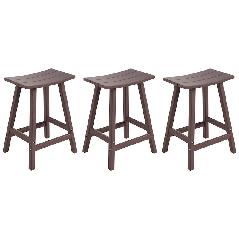 Multi-Color All-Weather Saddle Seat Outdoor Counter Stool, Set of 3