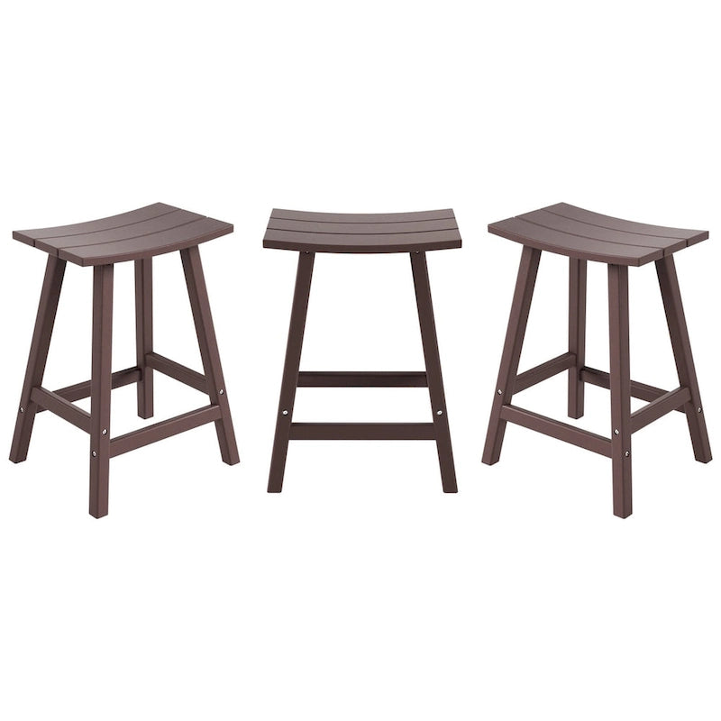Multi-Color All-Weather Saddle Seat Outdoor Counter Stool, Set of 3