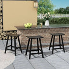 Multi-Color All-Weather Saddle Seat Outdoor Counter Stool, Set of 3