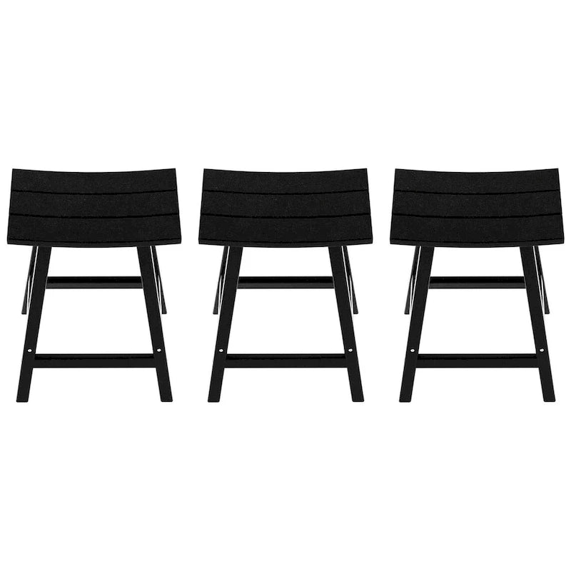 Multi-Color All-Weather Saddle Seat Outdoor Counter Stool, Set of 3