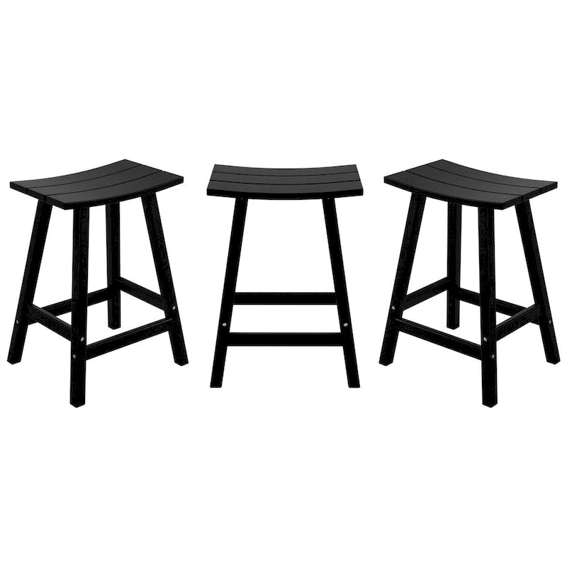 Multi-Color All-Weather Saddle Seat Outdoor Counter Stool, Set of 3