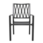 Antique Black Stackable Iron Patio Chair Set, Diamond Back, 2-Seat