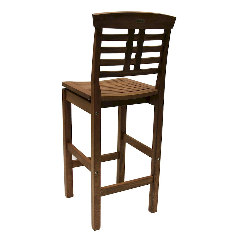 Brown Eucalyptus Outdoor Bar Stool, Ladder Back, Single Seat