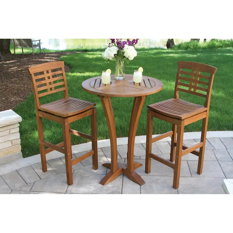 Brown Eucalyptus Outdoor Bar Stool, Ladder Back, Single Seat