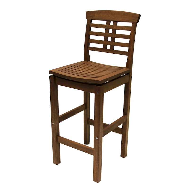 Brown Eucalyptus Outdoor Bar Stool, Ladder Back, Single Seat