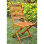 Brown Folding Outdoor Dining Chair, Slatted Hardwood, Set of 2