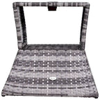 Grey PE Wicker Outdoor Side Table with Umbrella Hole & Storage Shelf, 1-Person