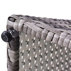 Grey PE Wicker Outdoor Side Table with Umbrella Hole & Storage Shelf, 1-Person