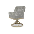 Grey Resin Wicker Outdoor Swivel Dining Chair with Cushion, Set of 2