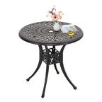 Black Round Cast Aluminum Bistro Table for 2, Lattice Pattern