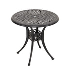 Black Round Cast Aluminum Bistro Table for 2, Lattice Pattern