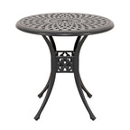 Black Round Cast Aluminum Bistro Table for 2, Lattice Pattern