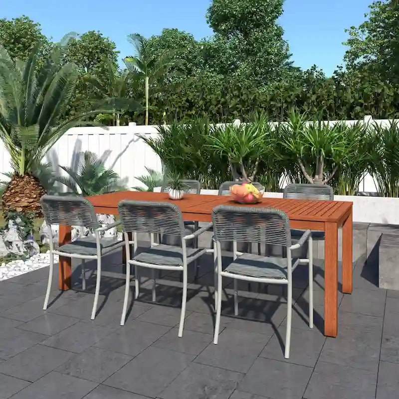 Brown Modern Outdoor Wood Dining Table, Seats 8