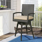 Outdoor Bar Height Stools, All-Weather Swivel Bar Stool with Cushion