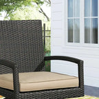 Brown Outdoor Swivel Bar Stool with Cushion, 360° Swivel, Single Seat