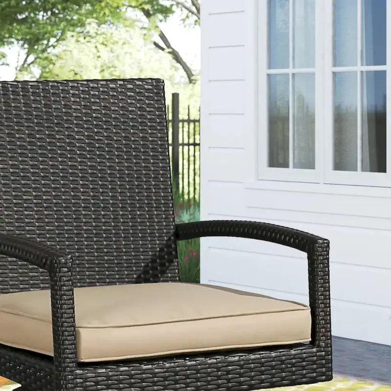 Brown Outdoor Swivel Bar Stool with Cushion, 360° Swivel, Single Seat