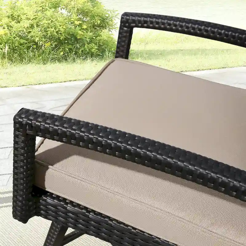 Brown Outdoor Swivel Bar Stool with Cushion, 360° Swivel, Single Seat