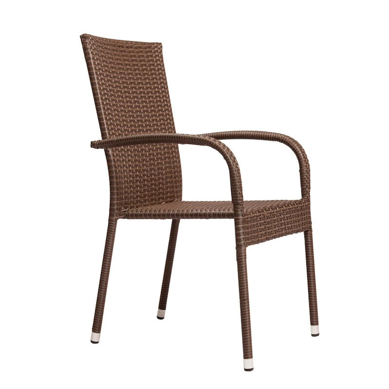 Espresso Stackable Wicker Side Chair, Set of 4