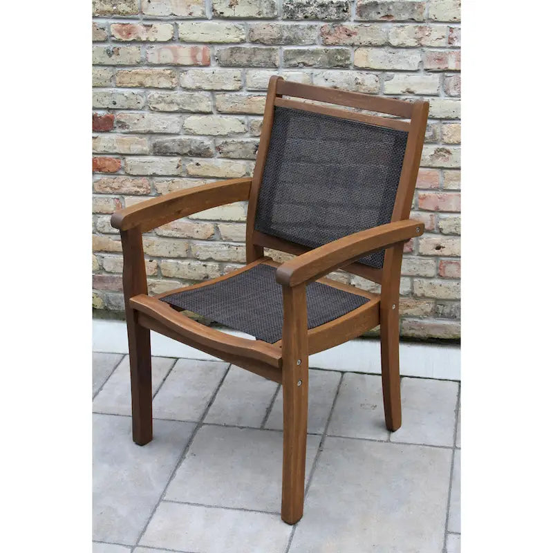 Eilaf Eucalyptus & Dark Brown Sling Stacking Armchair - N/A
