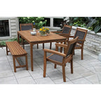 Dark Brown Sling Stacking Armchair, Eucalyptus Frame, Single
