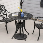 Outsunny 30 Round Patio Dining Table with Umbrella Hole, Antique Cast Aluminum Outdoor Bistro Table