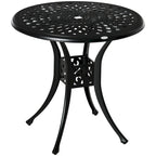 Black Round Cast Aluminum Outdoor Bistro Table with Umbrella Hole, 2-Person