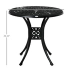 Black Round Cast Aluminum Outdoor Bistro Table with Umbrella Hole, 2-Person