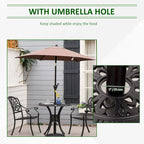 Black Round Cast Aluminum Outdoor Bistro Table with Umbrella Hole, 2-Person