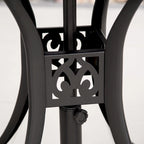 Black Round Cast Aluminum Outdoor Bistro Table with Umbrella Hole, 2-Person