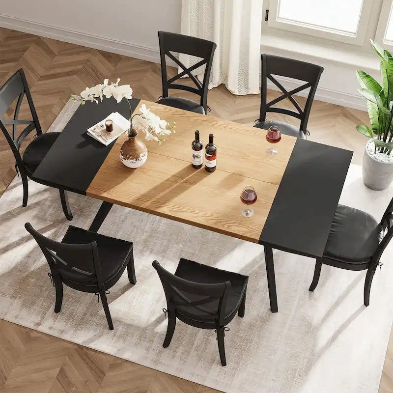 Modern Dining Room Table for 4-6 People, 63 Inch Wood Kitchen Dinner Table