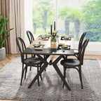 63" Dining Table, Brown Wood Top & Black Metal X-Frame, Seats 4-6