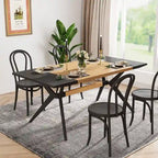 63" Dining Table, Brown Wood Top & Black Metal X-Frame, Seats 4-6