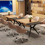 63" Dining Table, Brown Wood Top & Black Metal X-Frame, Seats 4-6