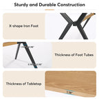 63" Dining Table, Brown Wood Top & Black Metal X-Frame, Seats 4-6