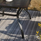 Black Square Outdoor Dining Table for 4, Steel Frame with Umbrella Hole