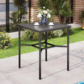 Black Square Metal Outdoor Bar Table with Umbrella Hole, 2-Person