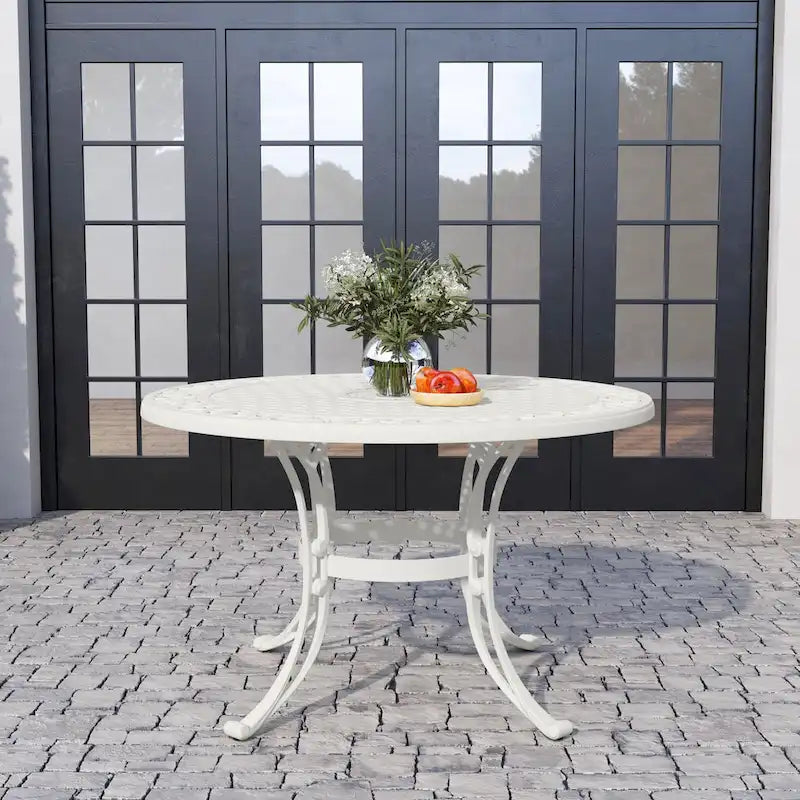 Sanibel White Aluminum Outdoor Dining Table - 48 x 29 x 48