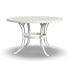 White Powder-Coated Aluminum Round Outdoor Dining Table, Seats 6