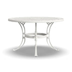 White Powder-Coated Aluminum Round Outdoor Dining Table, Seats 6