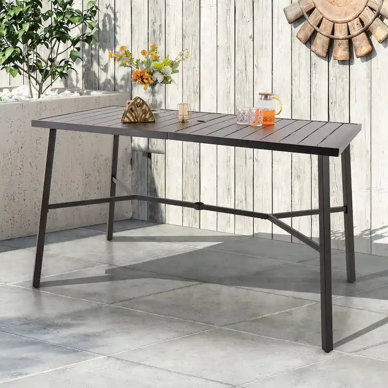 MAISON ARTS Patio Bar Table Metal Bar Height Table Rectangular Dining Table