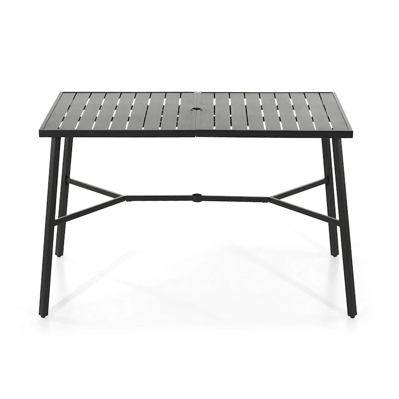 Black Rectangular Outdoor Bar Table, Metal Frame, Seats 2–4