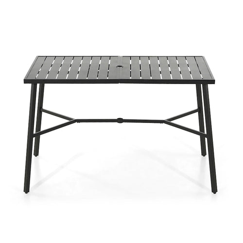 Black Rectangular Outdoor Bar Table, Metal Frame, Seats 2–4