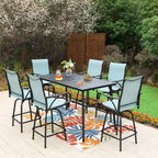 Black Rectangular Outdoor Bar Table, Metal Frame, Seats 2–4