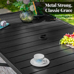 Black Rectangular Outdoor Bar Table, Metal Frame, Seats 2–4