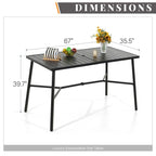 Black Rectangular Outdoor Bar Table, Metal Frame, Seats 2–4