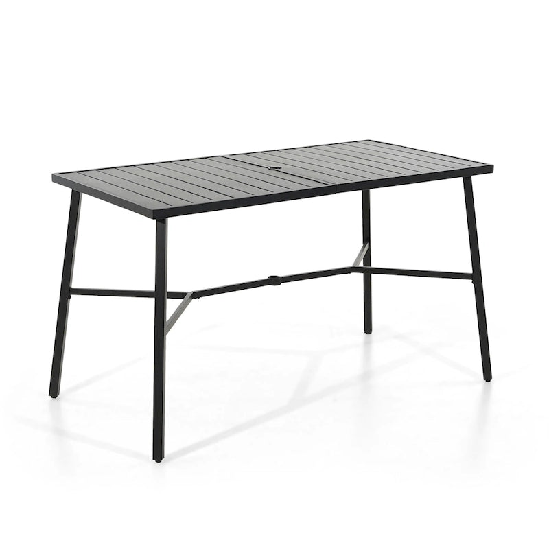 Black Rectangular Outdoor Bar Table, Metal Frame, Seats 2–4