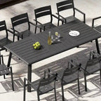 Pellebant Outdoor Aluminum Dining Table with Umbrella Hole for 6-8 Person