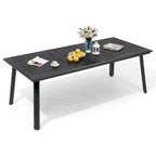 Matte Black Rectangular Aluminum Outdoor Dining Table with Umbrella Hole, Seats 6–8